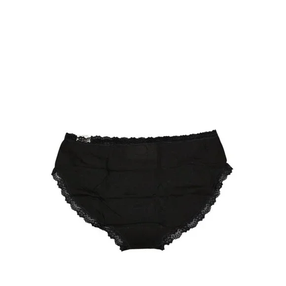 Jenni Womens 2X Black Cotton Lace Trim Hipster Panties Underwear Set Of 2 - Picture 3 of 7